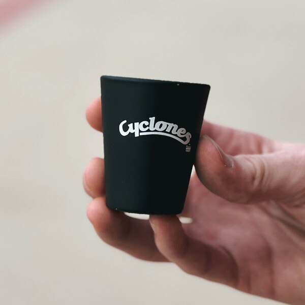 Cyclones Script Black & White Shot Glass (2oz)